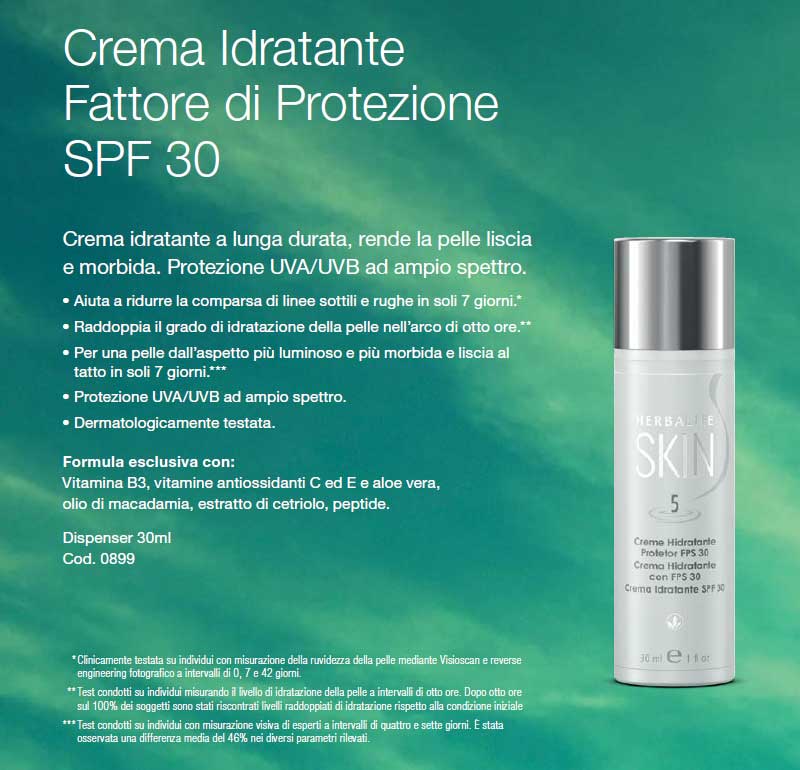 Crema idratante viso protezione SPF 30